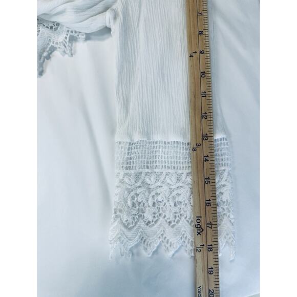 American Eagle Outfitters® White 3/4 Sleeve Blouse w/Embroidered Lace S/P India - Picture 14 of 15